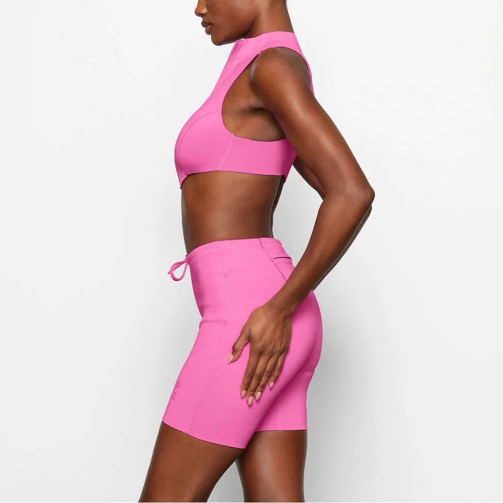 💖SKIMS SWIM SPORT MID THIGH BIKINI BOTTOMS SHORTS IN TAFFY XS M